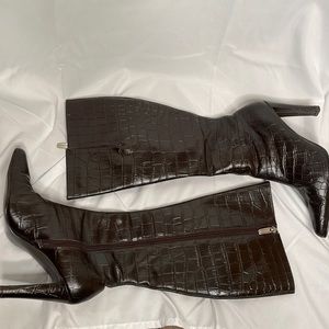 Colin Stuart Brown Crocodile Pattern High Heel Boots